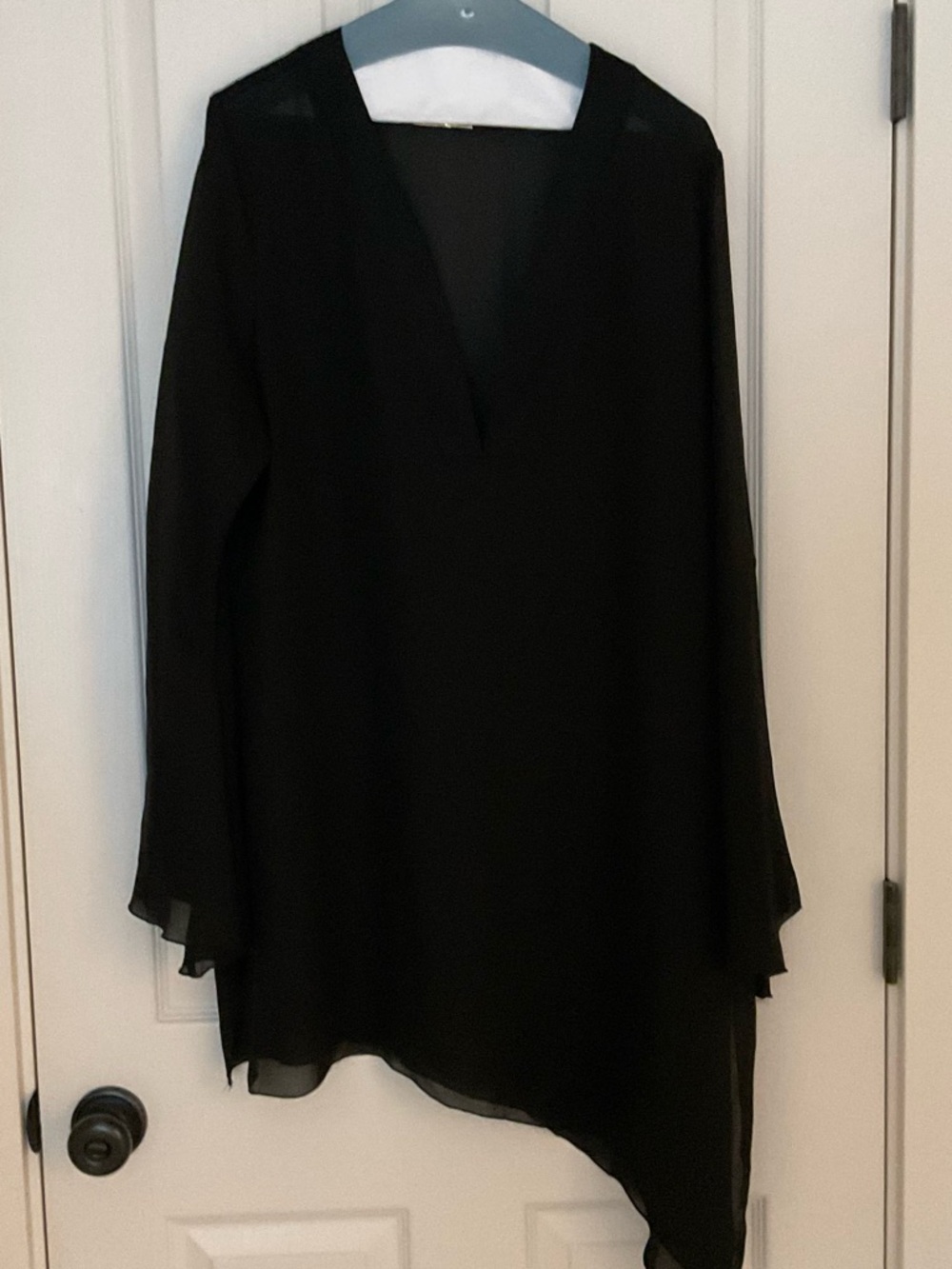 Black Long Sleeve Sheer Coverup